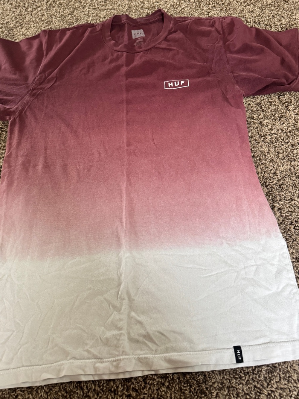 HUF Ombre Maroon to White Short Sleeve Tee